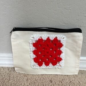 Upcycled Valentines Handcrafted Crochet Accent Pouch